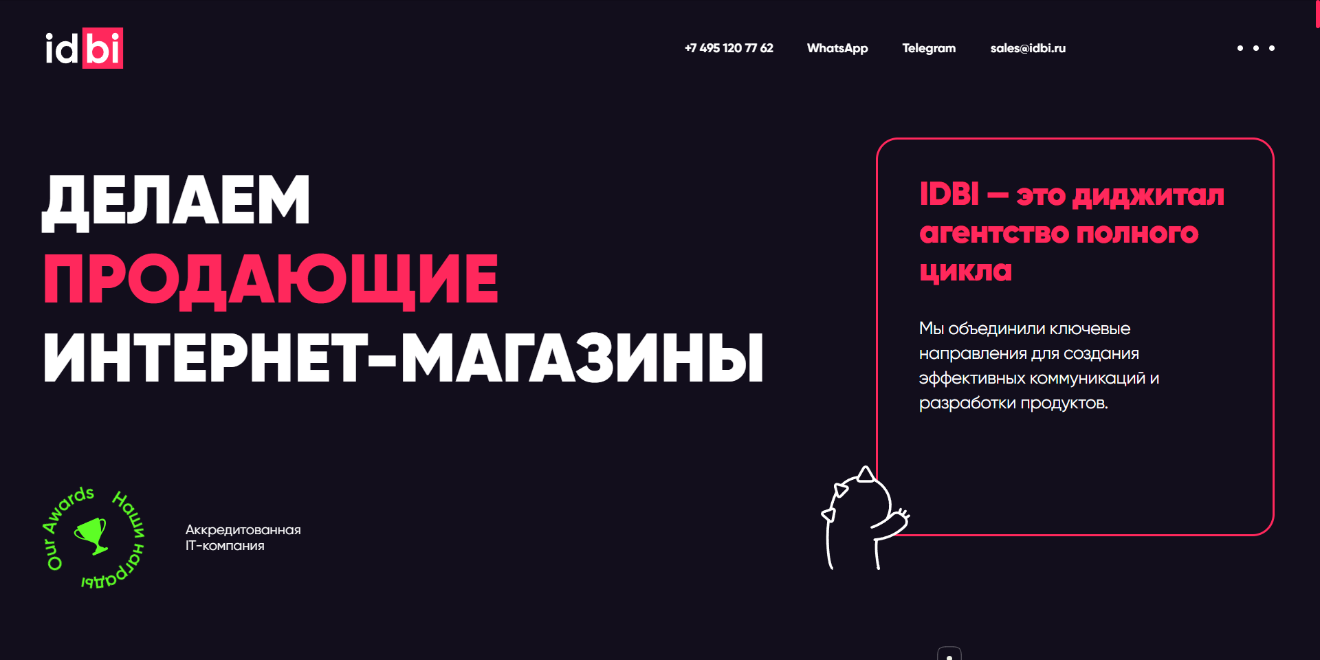 Скриншот первого экрана сайта IDBI